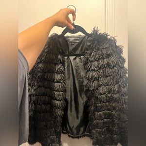 Blue blush black fringe formal jacket